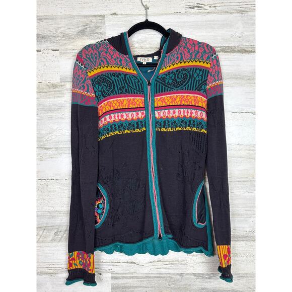 IVKO | Sweaters | Ivko Womens 8 Hooded Boho Handknit Embroidered Beaded ...